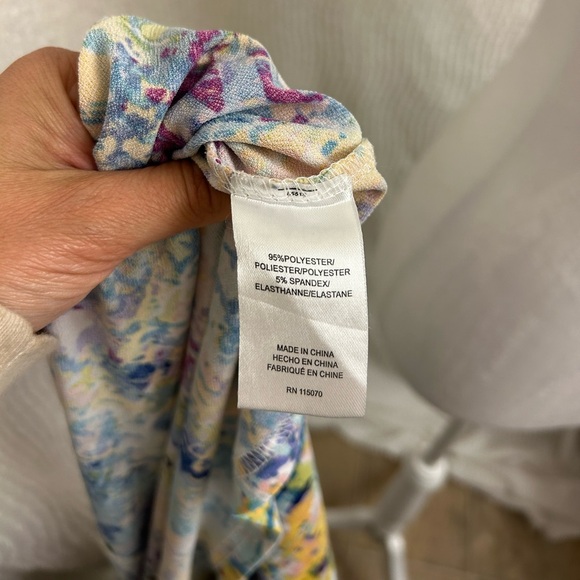 Nina Leonard Dress XL Multicolor Abstract Print Sleeveless Midi Fit & Flare - Picture 9 of 12